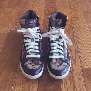 Coach high top brown sneakers